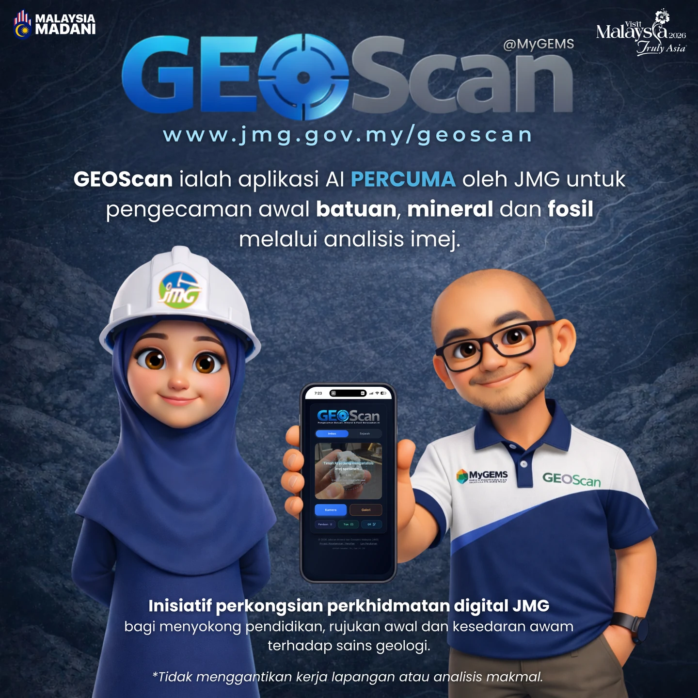 GEOScan free JMG AI application for initial identification of rocks minerals and fossils