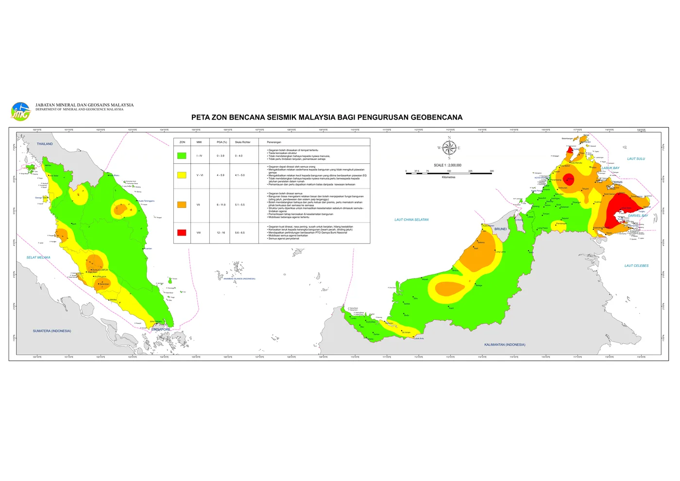 Malaysia Seismic Hazard Zone Map for Geohazard Management