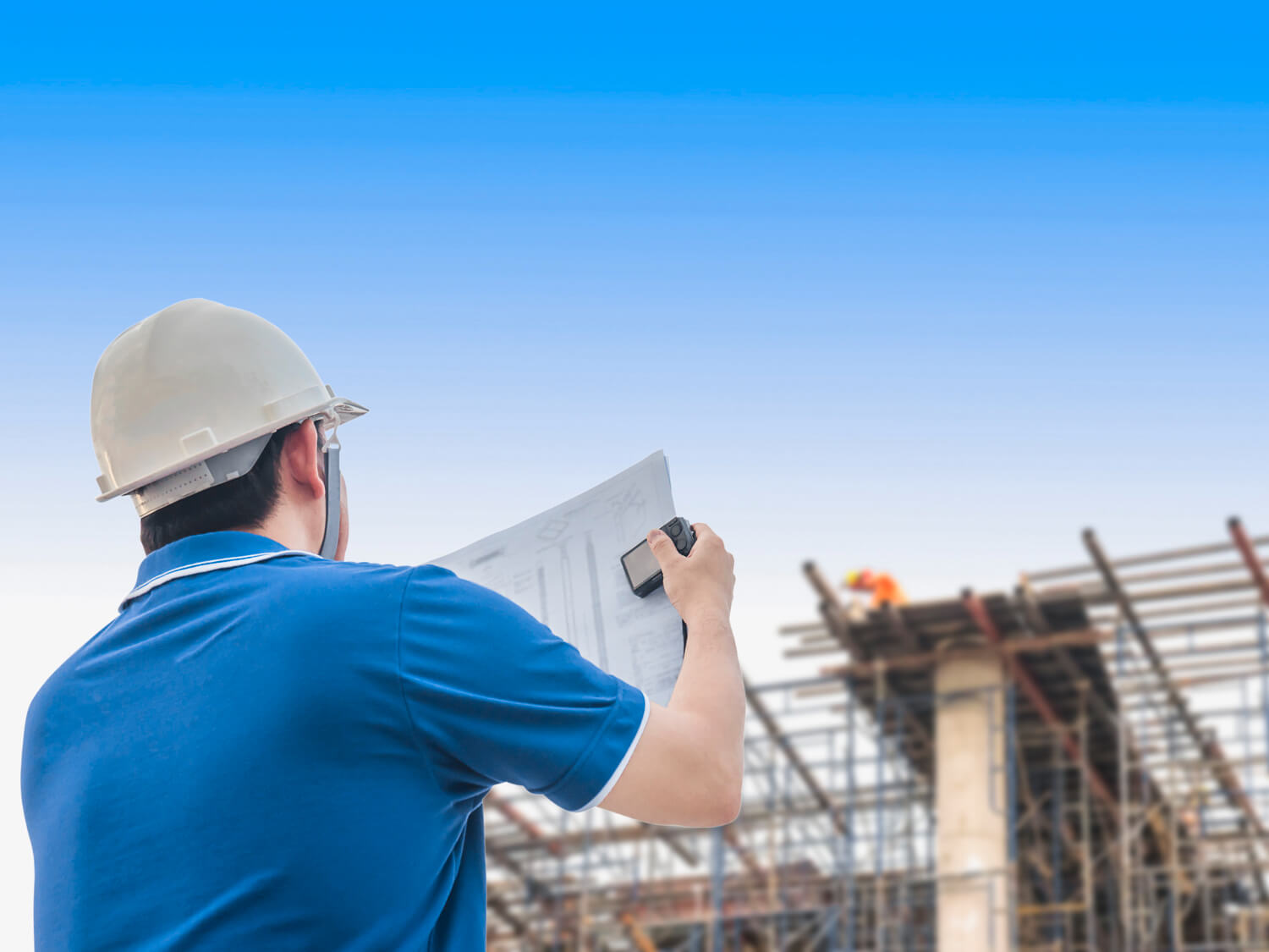 engineer is inspecting his work building construction site