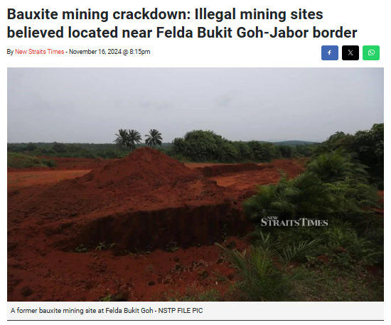 nst.news nation 2024 11 1135390 bauxite mining crackdown illegal mining sites believed located near